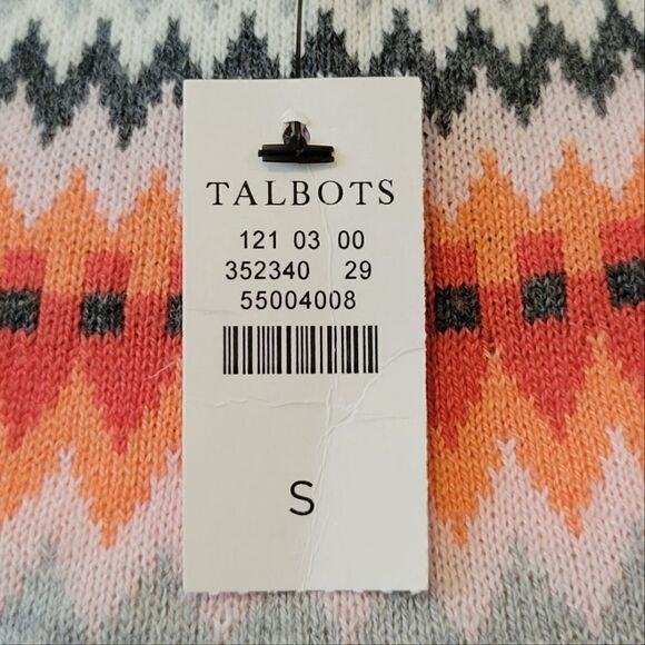 Talbots Cream Reindeer Fair Isle Long Sleeve Sweater Size S - Picture 7 of 8